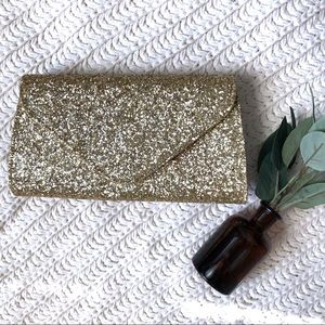 Charming Charlie RSVP Gold Glitter Clutch